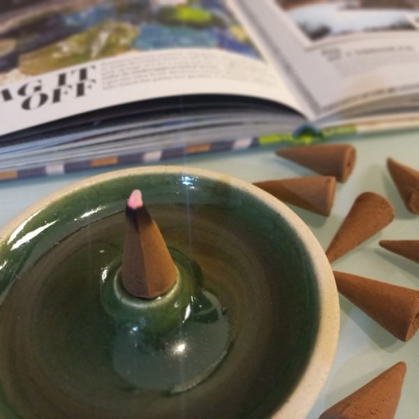 Aromatherapy Incense Holder Olive Green Handmade Ceramic - Image 6