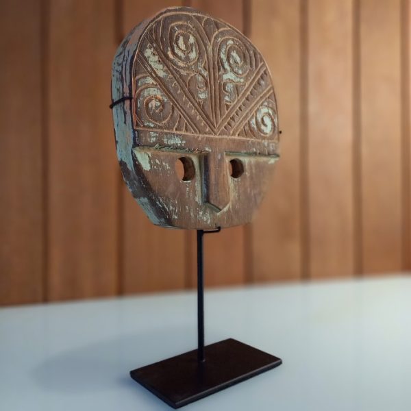 Primitive Style Wooden Mask Sculpture – Home Decor - Image 6