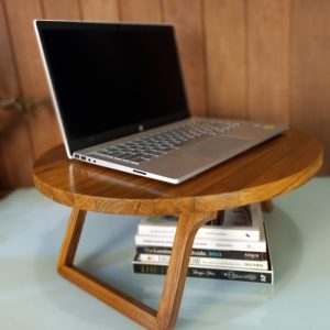 Folding Laptop Table β Round Teak Wood Floor Desk for Home & Office