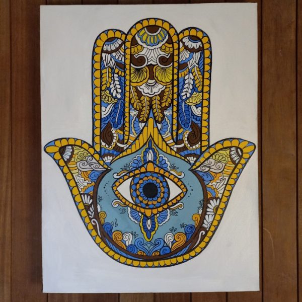 Balinese Hamsa Hand Painting - Image 2