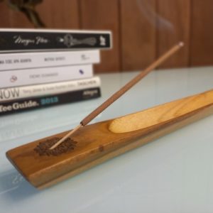 Recta Mini Incense Stick Holder 25cm teak wood incense burner with slim rectangular design and clear coating