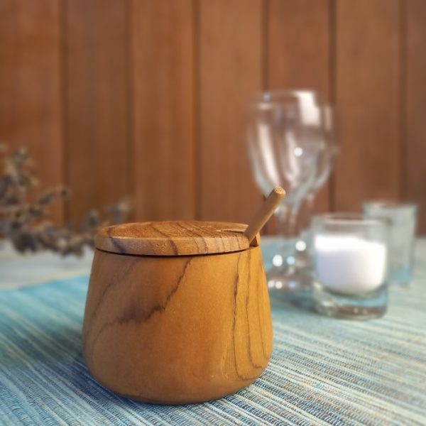 Natural Teak Wood Spice Container For Salt & Pepper - Image 2