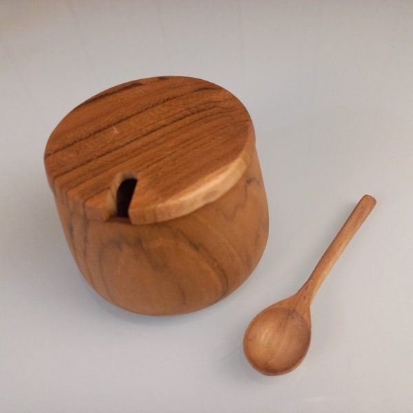 Natural Teak Wood Spice Container For Salt & Pepper - Image 7