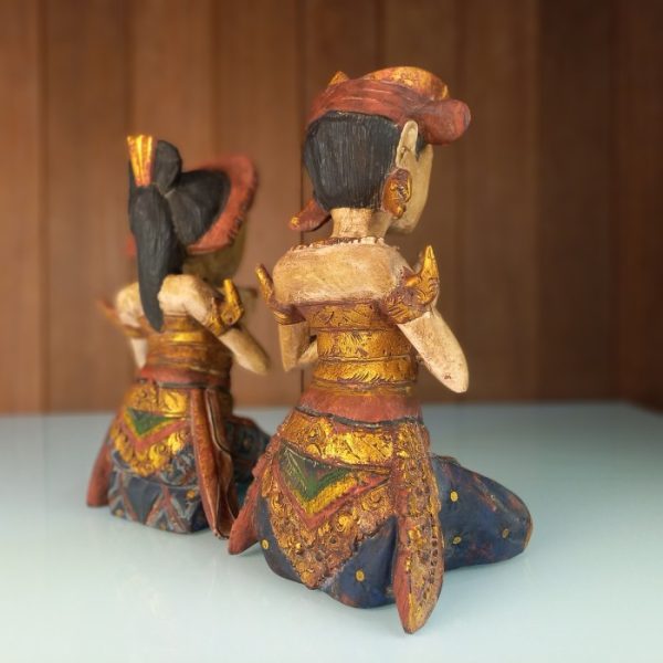 Balinese Wedding Couple Hand-Carved Wooden Statue - Image 7