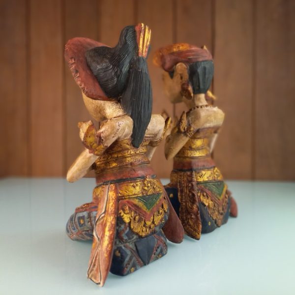 Balinese Wedding Couple Hand-Carved Wooden Statue - Image 5