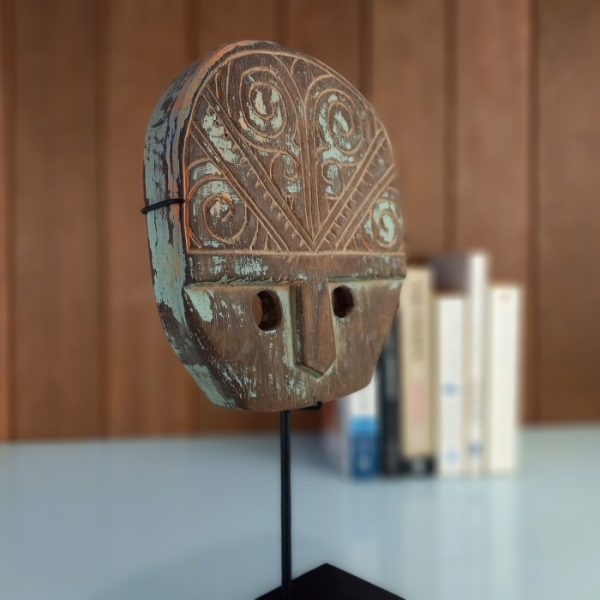 Primitive Style Wooden Mask Sculpture – Home Decor - Image 5