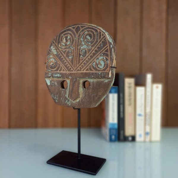 Primitive Style Wooden Mask Sculpture – Home Decor - Image 3