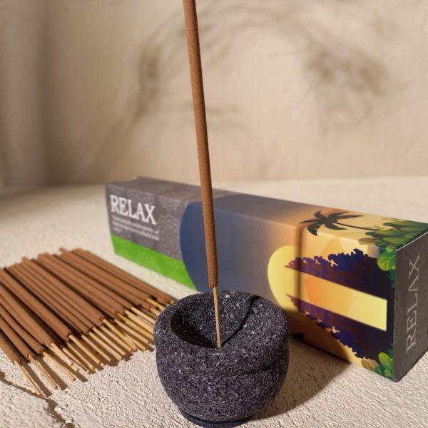 Mini Lava Stone Incense Holder Gift Set – Aromatherapy Relax, Love, Meditation, Peace - Image 2