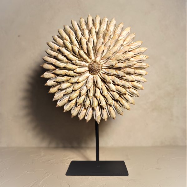 Bali Shell Panel Home Decor – Handmade Sea Shell Table Display with Stand - Image 2