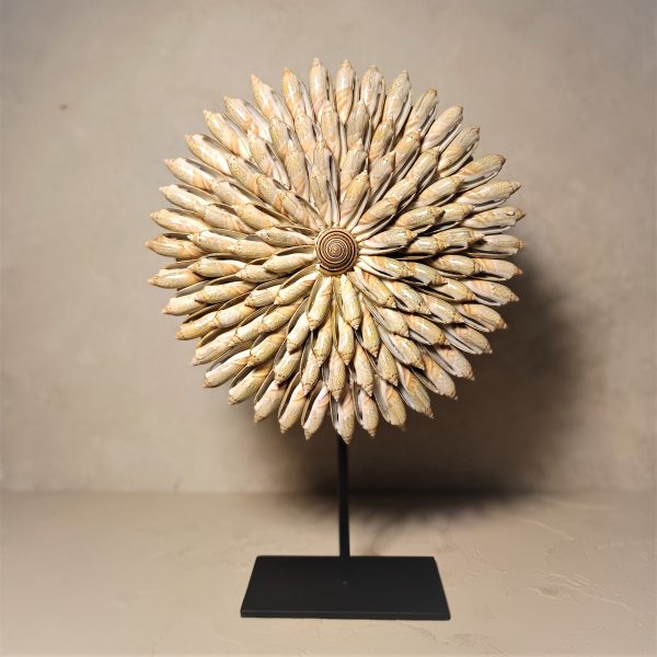 Bali Shell Panel Home Decor – Handmade Sea Shell Table Display with Stand - Image 4