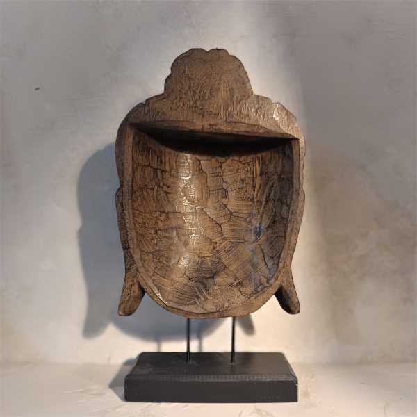 Antique Wood Buddha Head Statue – Handmade Zen Meditation Decor from Bali