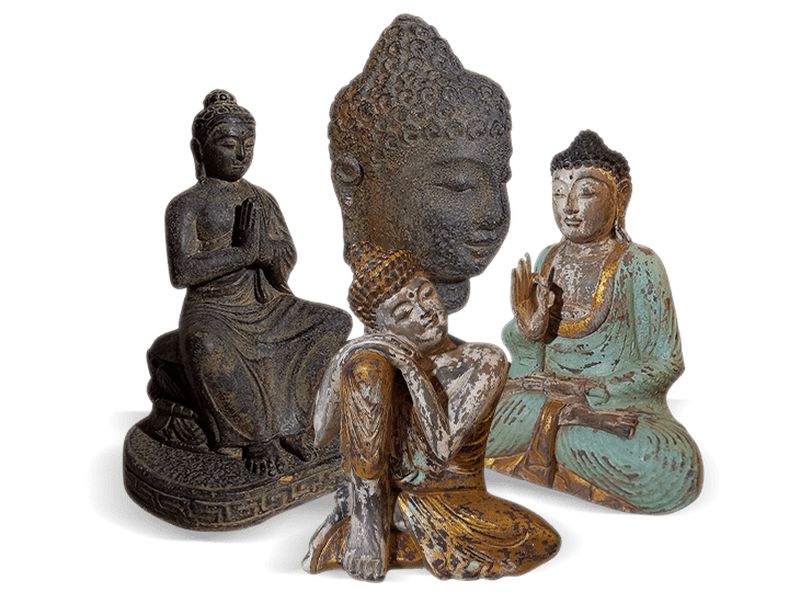 wooden and metal sculptures